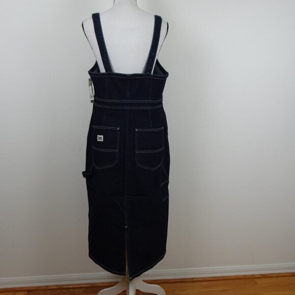 Lee Jeans Women's Overall Dress Blue Size L Denim Jumper Midi Preppy Schoolgirl - Picture 5 of 12